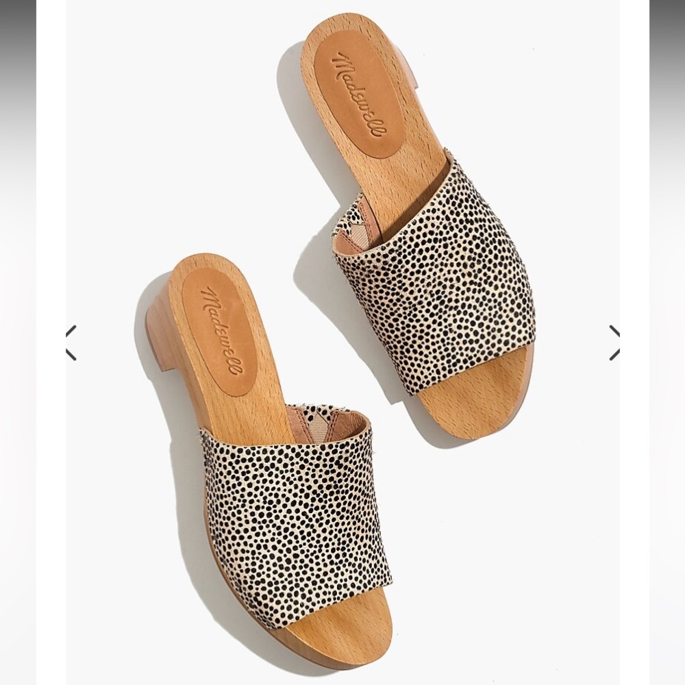 Madewell Black and Cream Spotted Slide Mules